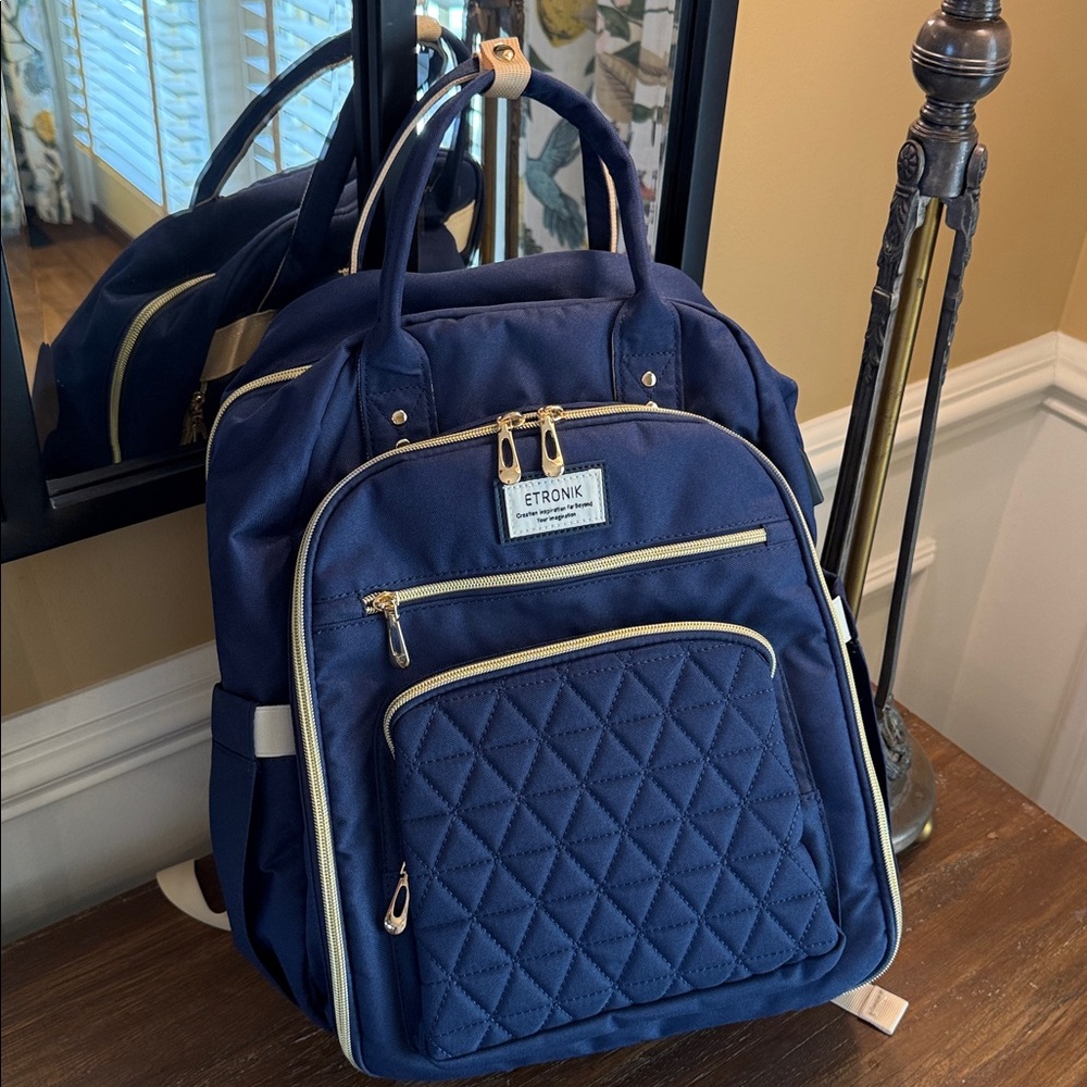 ETRONIK Navy Backpack with USB/Laptop Pouch